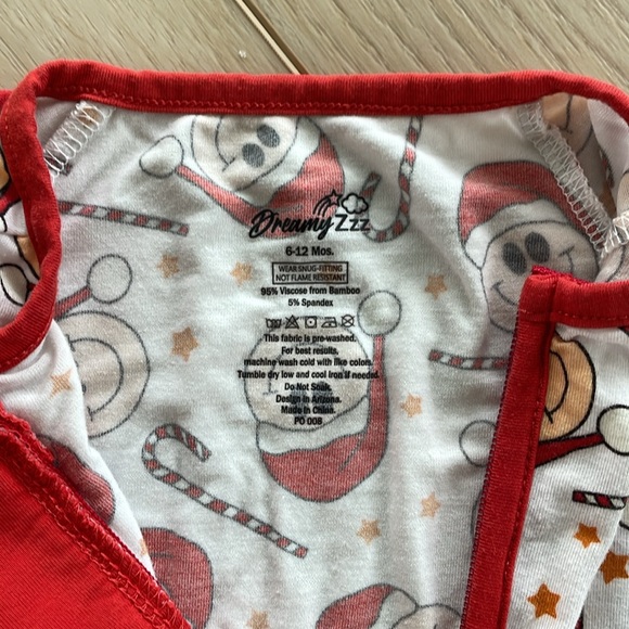 Dream Big Little Co Smiley Santa Candy Cane Bamboo Zip Up Pajamas - Picture 5 of 5